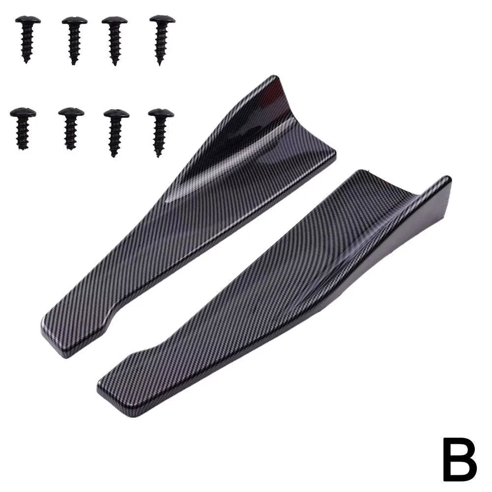 Black carbon fiber car bumper lip diffuser and mounting screws