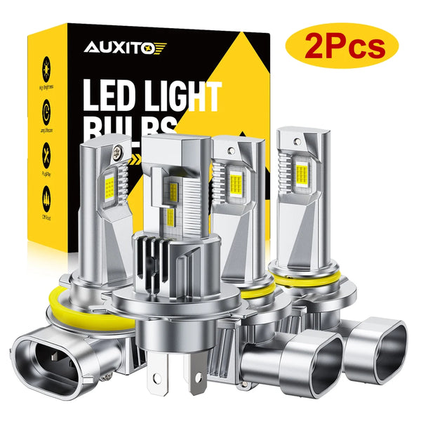 A set of two LED light bulbs and mounting hardware for universal plug and play car headlights.