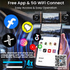Une main tient un smartphone affichant l'interface VidureAPP, avec un appareil WiFi 5G et des icônes de médias sociaux visibl