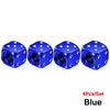Set of four blue aluminum dice valve caps for tires
