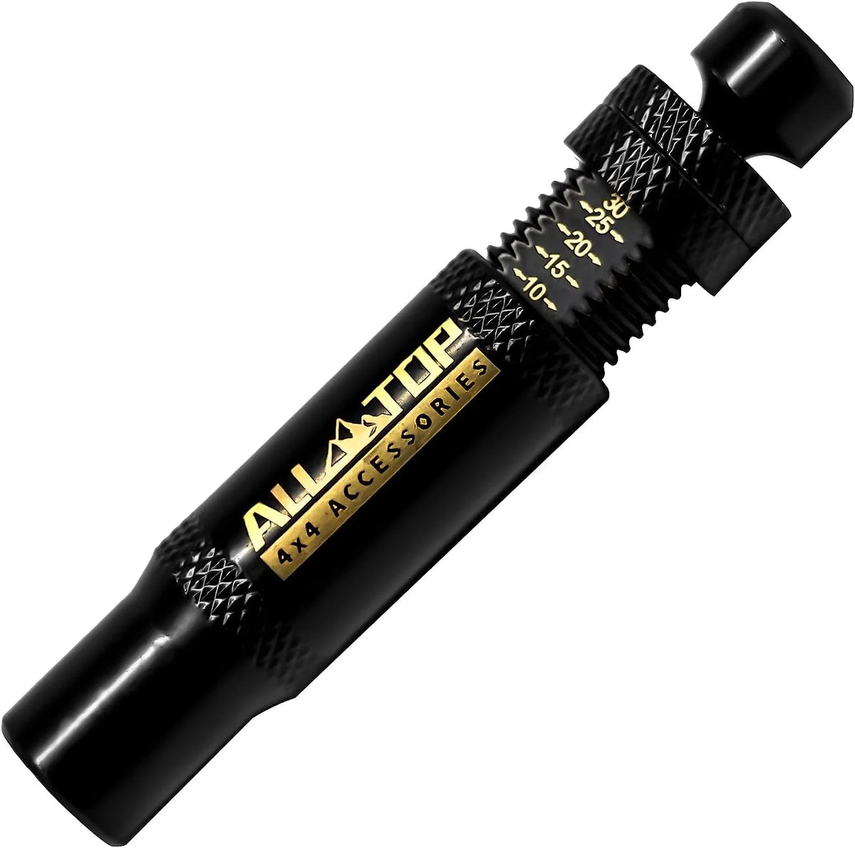 Black Allatop 4x4 accessories tire deflator valve kit with a threaded nozzle.