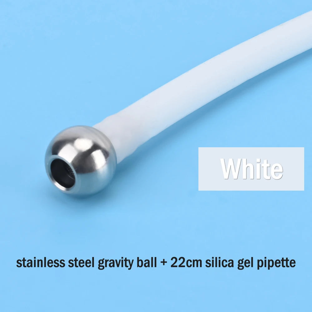 White stainless steel gravity ball and 22cm silica gel pipette for cleaning