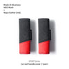 A pair of black Alcantara and red Napa leather car roof handle covers for a SPORT Series vehicle.