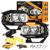 A set of AUXBEAM off-road driving lights, including a main light, an auxiliary light, and mounting hardware.