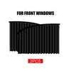 Two black magnetic car window sun shades for front windows.