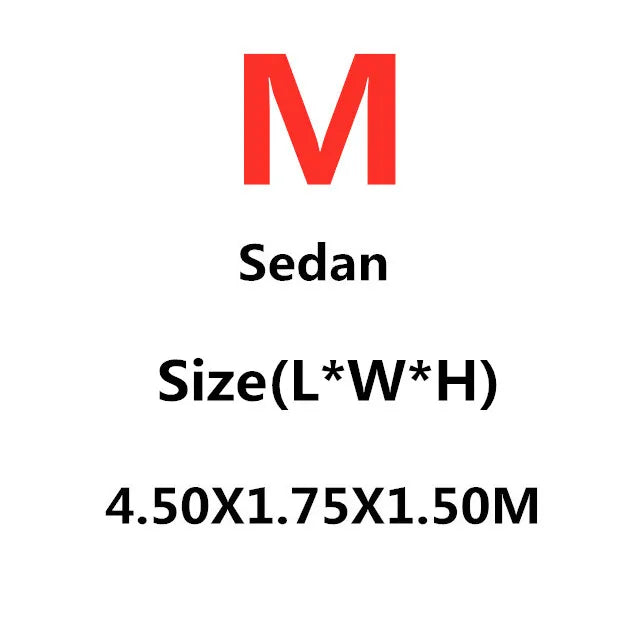A graphic displaying the letter M and the word Sedan with dimensions 4.50x1.75x1.50M.