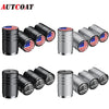 Set of four American flag aluminum tire valve caps with chrome finish