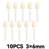 Ten pieces of beige wool felt polishing buffing wheels with metal shafts.