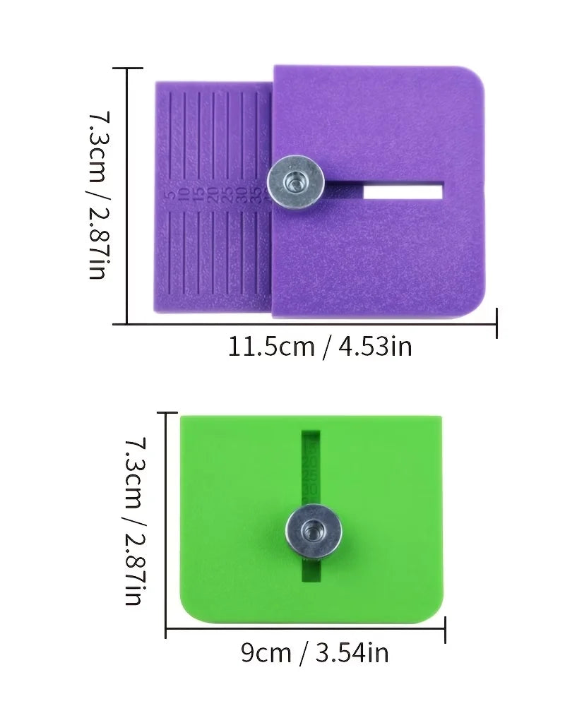 A purple precision vinyl film edge cutting applicator and a green version shown side by side.