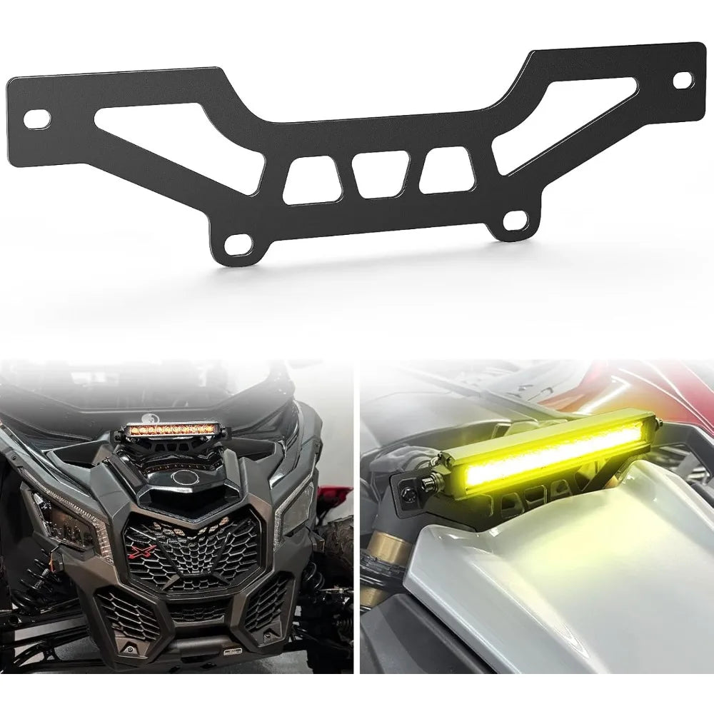 Black mounting brackets for a UTV front side light bar.