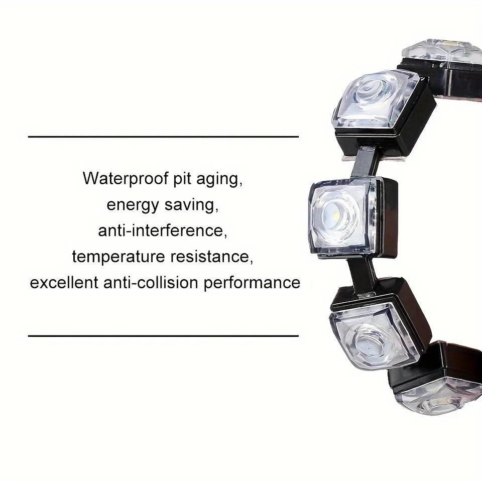 Gros plan sur un ensemble de feux de jour LED universels montés sur un véhicule.