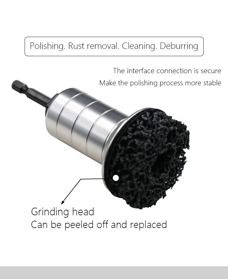 A professional wheel hub rust removal kit featuring a polishing and cleaning tool with a grinding head.