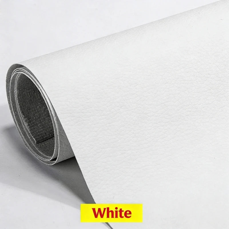 A roll of white heavy duty self-adhesive PU leather repair patches.