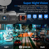 Gros plan d'une caméra dashcam Super Night Vision avec technologie de lentille F2.0 enregistrant les conditions de lumière et