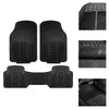 A three-piece set of heavy-duty rubber floor mats shown from various angles.