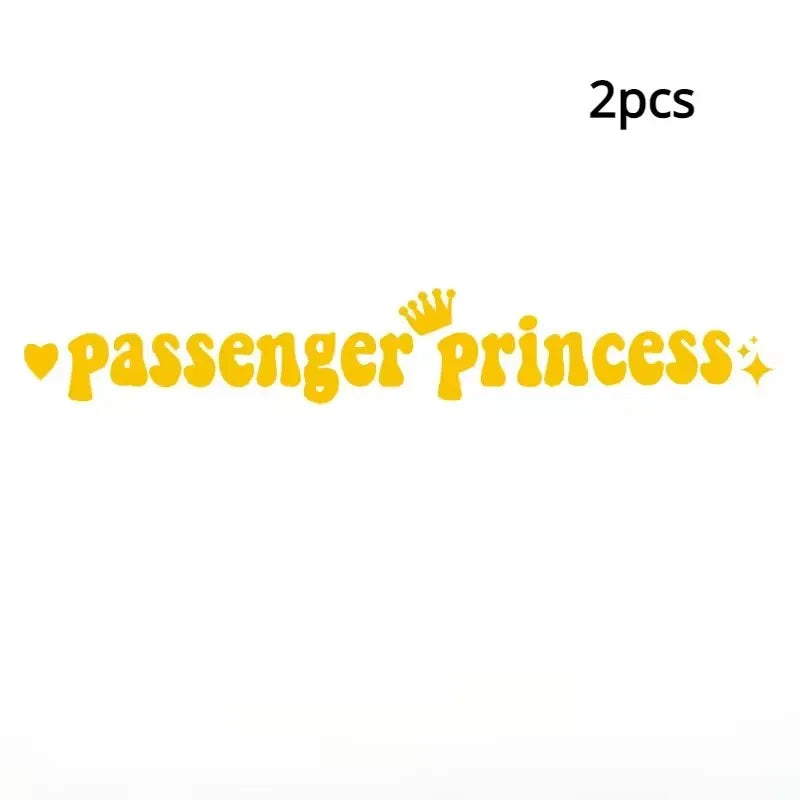 Two yellow princess stickers for rearview mirrors