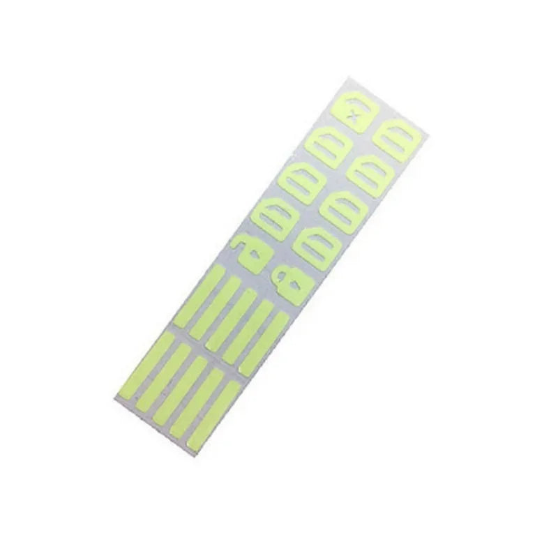 A rectangular strip of luminous yellow button stickers designed for car windows.