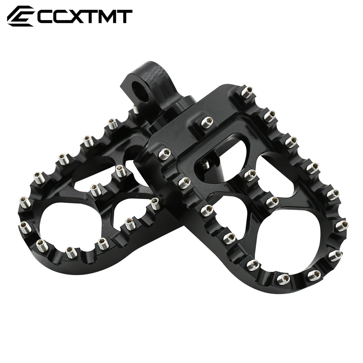 Black 360° rotating wide foot pegs for motorcycles