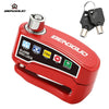 Dispositivo de alarma de freno de disco universal rojo con llave y cerradura plateada, para motocicletas y bicicletas.