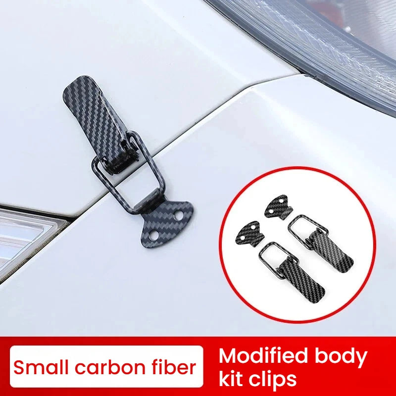 Modified body kit clips made of small carbon fiber for car hood and bonnet latches