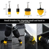 A set of small yellow and black cleaning brushes for reaching hard-to-clean areas.