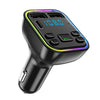 A black Bluetooth 5.0 car audio transmitter device with a digital display showing 1000.