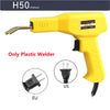 Yellow H50 plastic welding gun with a nozzle and power cord for plastic repair