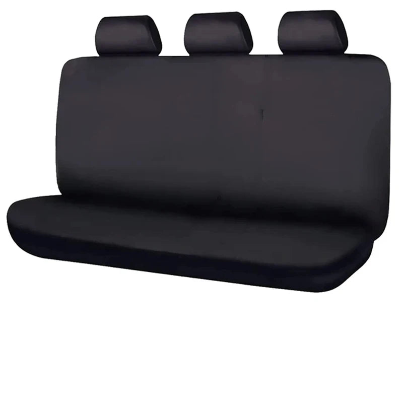 Black universal fabric car seat covers set with three headrests