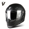 Casco de motocicleta negro DOT aprobado con visor transparente y detalles de ventilación.