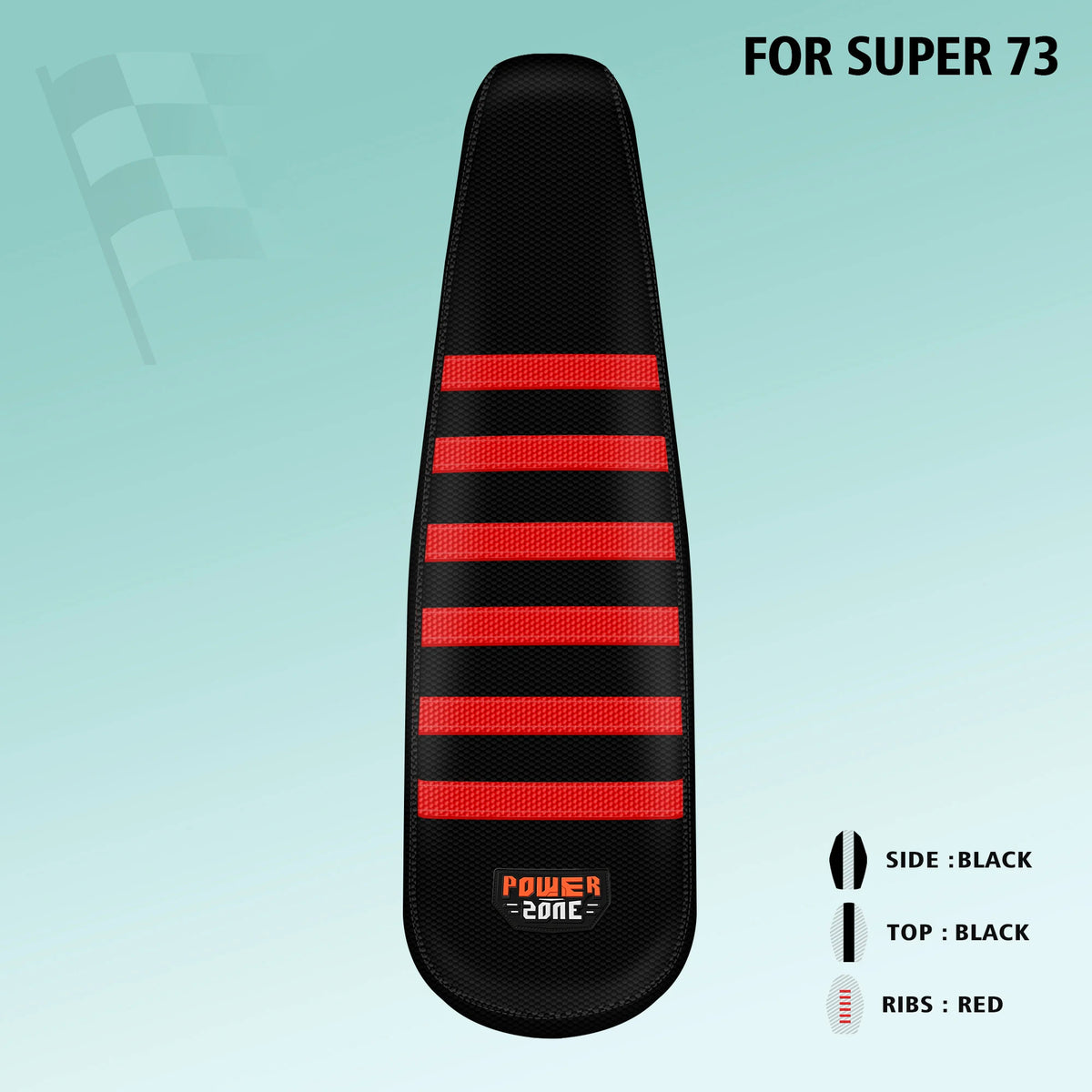 Black and red striped ribbed gripper seat cover for Super 73