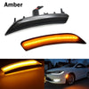 Primer plano de luces laterales marcadoras LED ahumadas para un Chrysler 200, mostrando el diseño e iluminación.