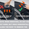 Instructions show how to safely remove an emergency LED strobe light from a vehicle by dragging it horizontally along the roo