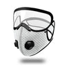 A clear and black breathable cycling and outdoor face mask shown from a top-down view.