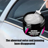 A white silicone spatula is shown scooping a white grease from a black jar, used to eliminate noise in car door tracks.