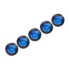 A row of six round blue LED side marker lights arranged diagonally.