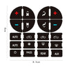 A set of black control buttons with icons for auto, pass, rear, and aux functions.