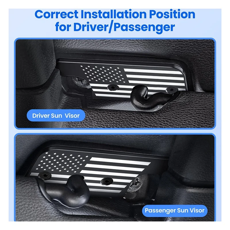 Image showing a driver sun visor and a passenger sun visor installed in a vehicle interior.