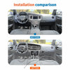 Comparison of before and after installation of a carbon fiber interior decoration kit in a Dodge Charger car