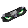 Black automotive light bar featuring green LED eyes and a solar panel.