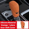 Orange silicone gear shift cover for automatic transmission vehicle interior