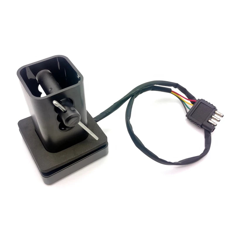 Schwarze universelle LED-Bremsleuchte mit Anschlusskabel.