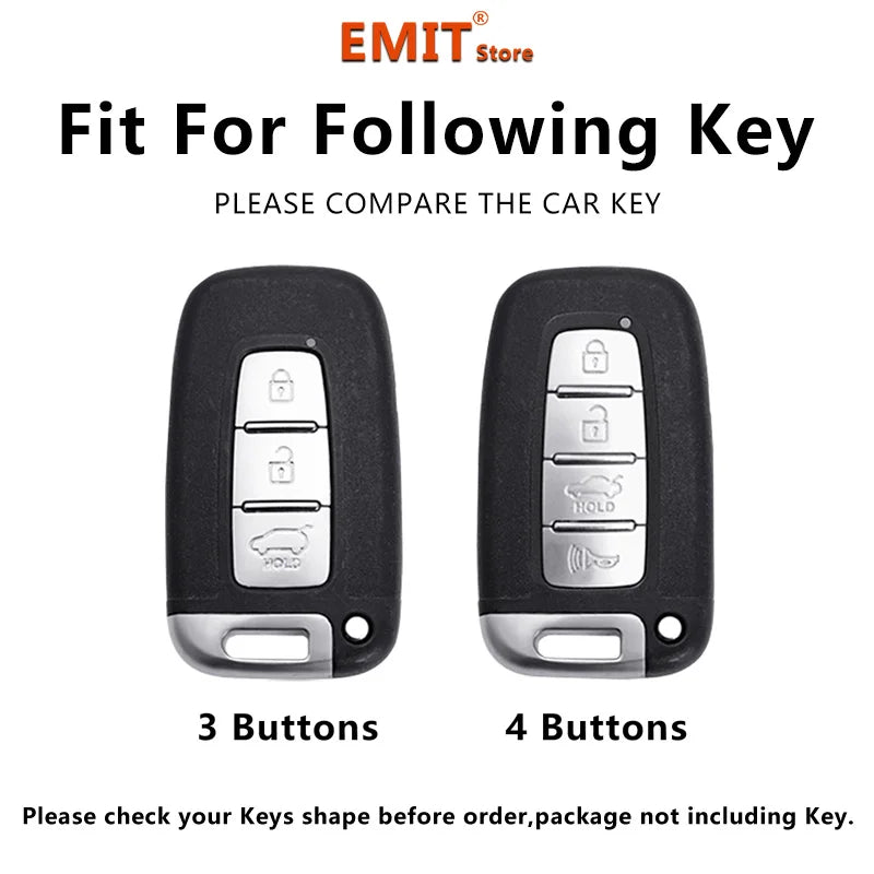 Comparison of a 3-button and a 4-button car key fob cover for Hyundai/Kia models