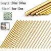 A collection of brass round rods in various sizes and lengths for DIY craft and jewelry making.