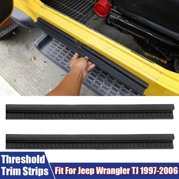 Black rubber door sill trim strips for Jeep Wrangler TJ 1997-2006