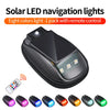 Eight-color solar LED navigation lights in a single pack with a remote control and various light configurations.