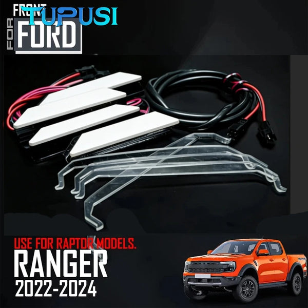 LED headlight replacement components for a Ford Ranger Raptor truck.
