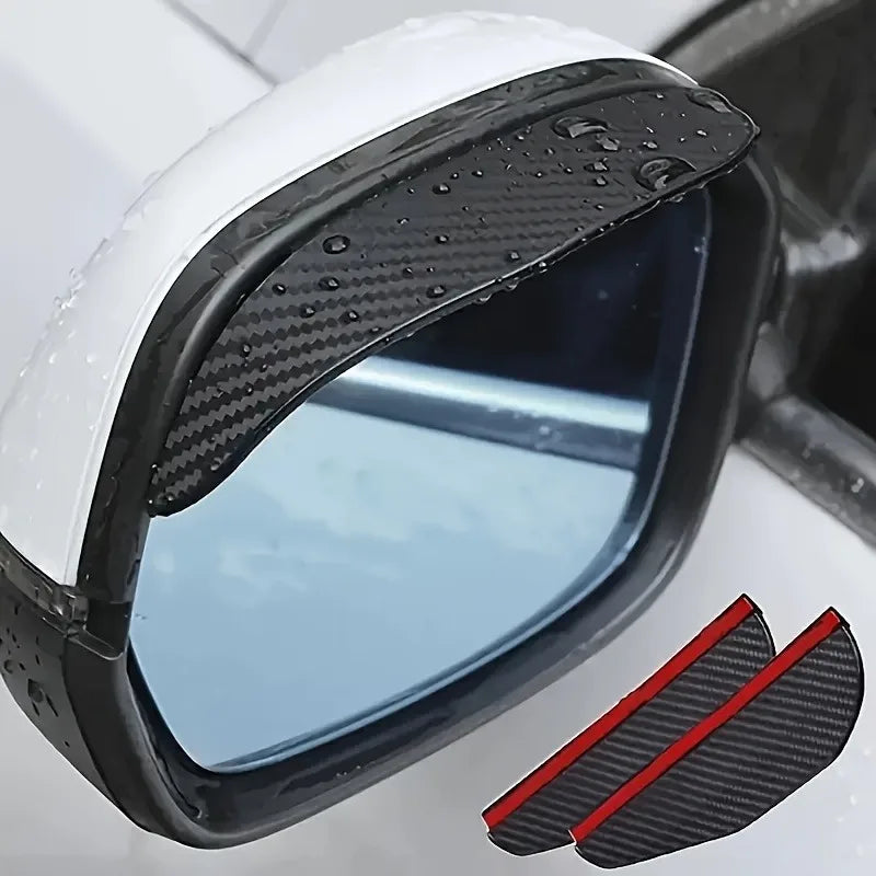 Black and white anti-fog textured rearview mirror covers shown in a close-up view.