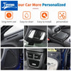 Carbon fiber interior decoration kit for a Dodge Charger showing various installed parts like door trim and vents.