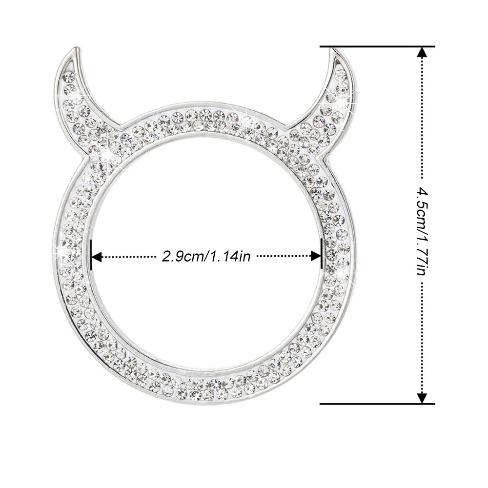 Tapa de perilla de ignición de strass plateado con diseño de luna creciente y un diámetro de 4.5 cm.