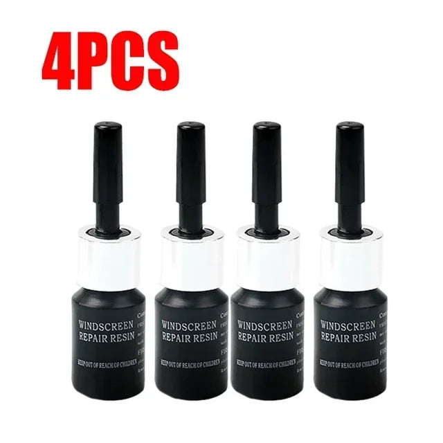 Four pieces of windshield repair resin kit for cracks and damage